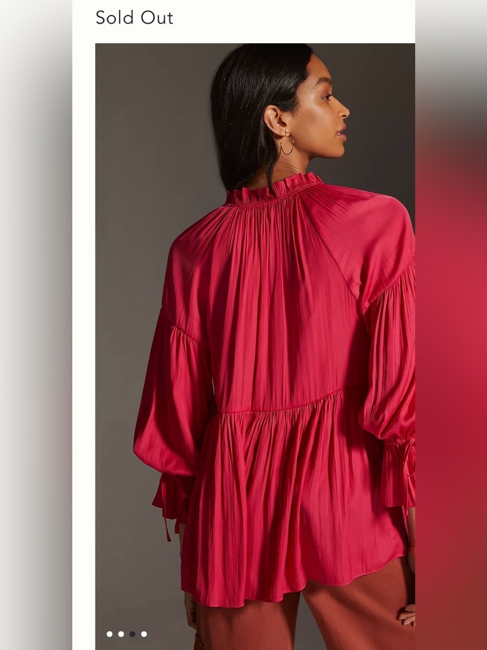 NWT By Anthropologie Split-Neck Babydoll Blouse sz L - Picture 8 of 9